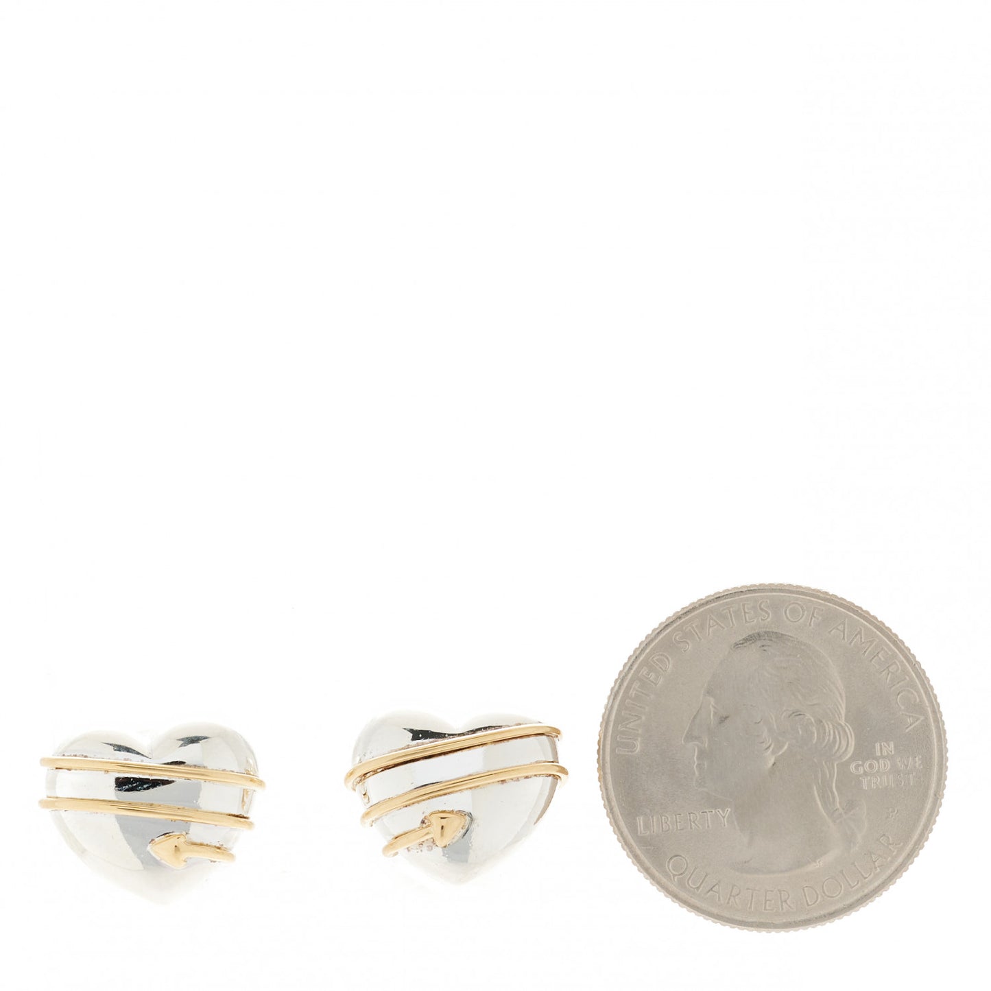 Sterling Silver 18K Yellow Gold Heart and Arrow Earrings