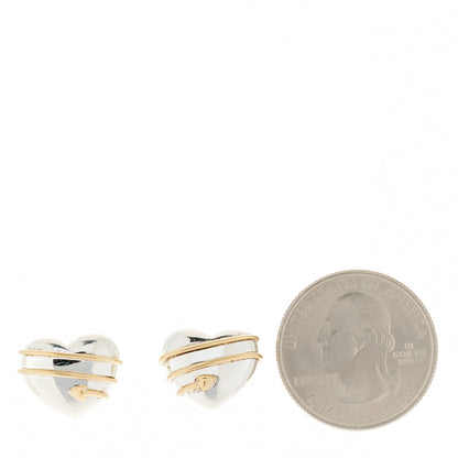Tiffany Sterling Silver 18K Yellow Gold Heart and Arrow Earrings 2 of 4