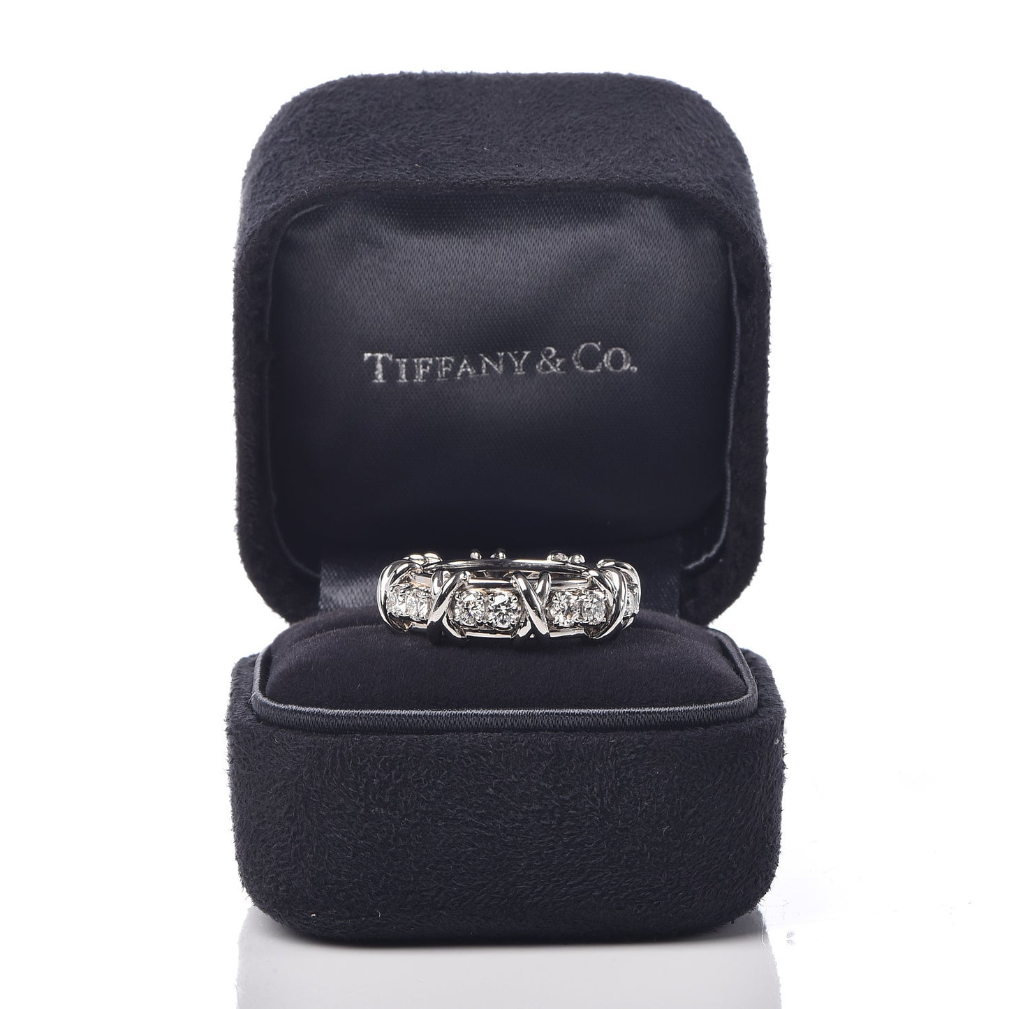 Platinum Diamond Schlumberger Sixteen Stone Ring 45 3.5