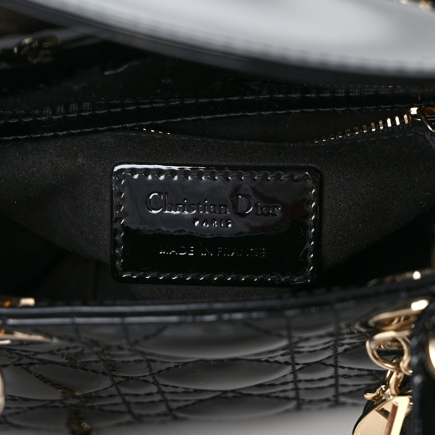 Patent Cannage Mini Lady Dior Black
