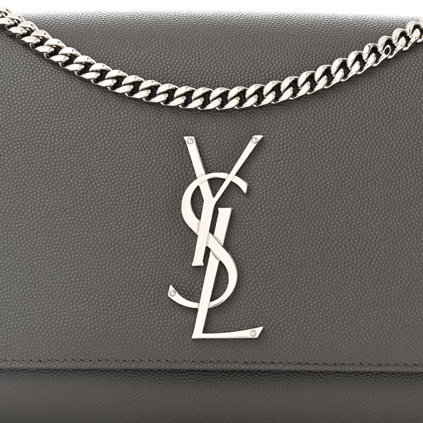 Grain De Poudre Medium Classic Monogram Kate Satchel Earth Grey