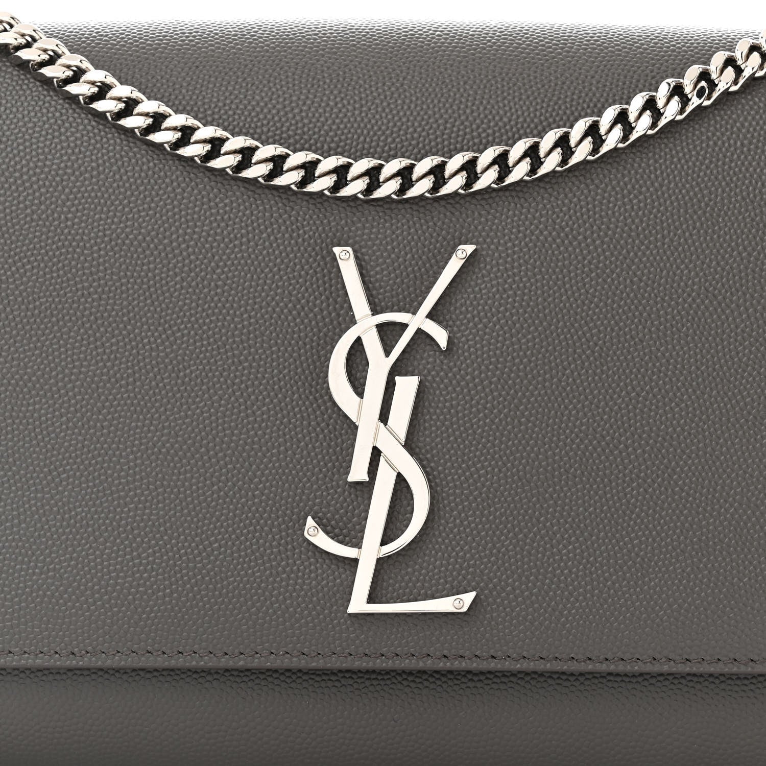 Saint Laurent Grain De Poudre Medium Classic Monogram Kate Satchel Earth Grey 8 of 10