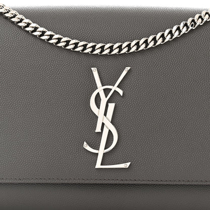 Saint Laurent Grain De Poudre Medium Classic Monogram Kate Satchel Earth Grey 8 of 10