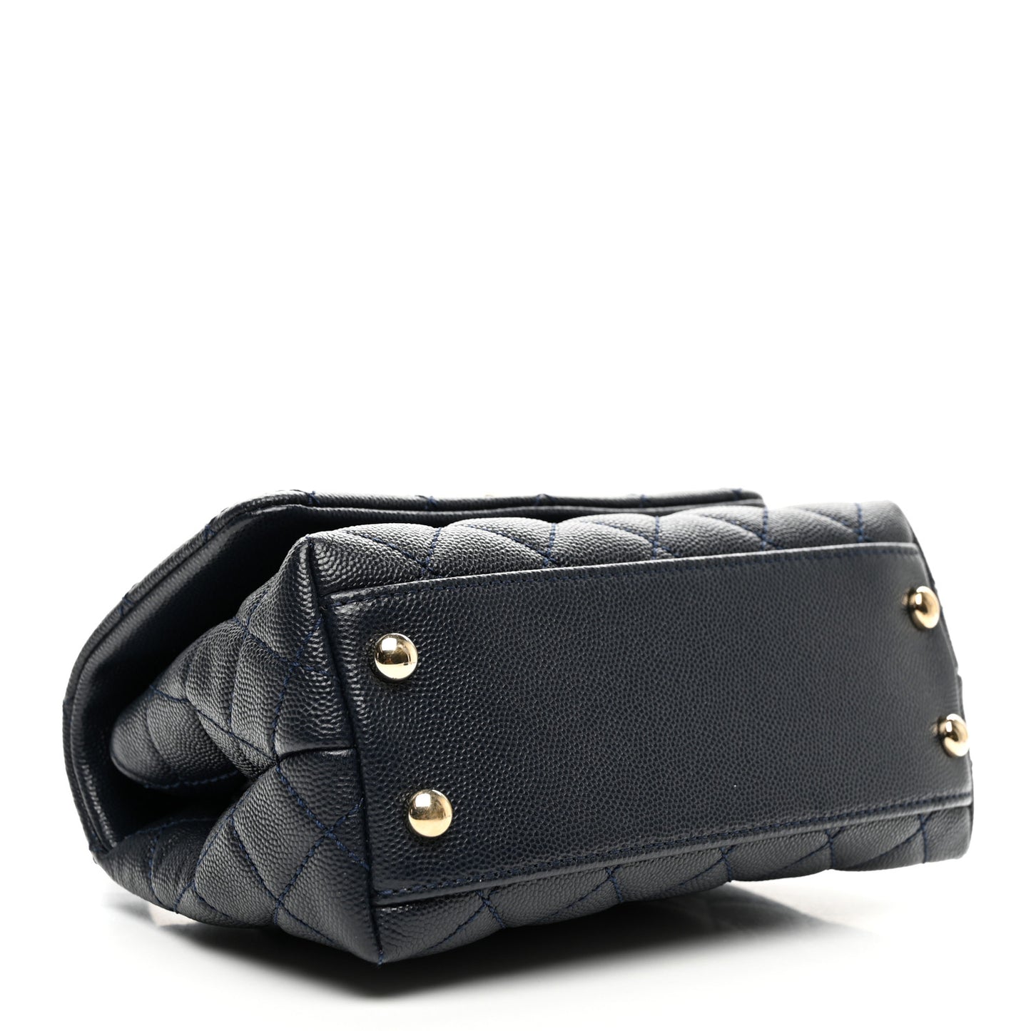 Caviar Lizard Embossed Quilted Extra Mini Coco Handle Flap Navy
