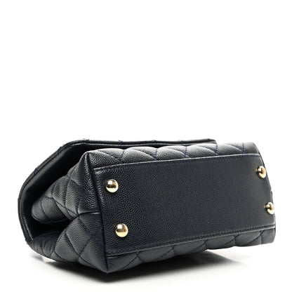 Chanel Caviar Lizard Embossed Quilted Extra Mini Coco Handle Flap Navy 4 of 10