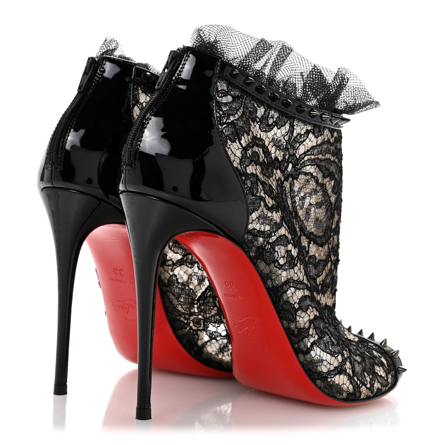 Lace Patent Pigalle 100 Booties 38 Black