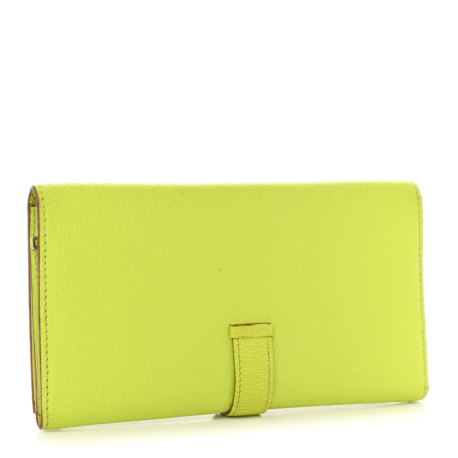 Hermes Chevre Mysore Tri-Fold Bearn Wallet Lime 3 of 15