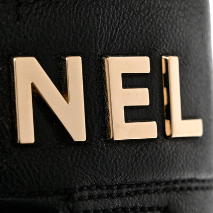 Chanel Shiny Calfskin Lace Up Combat Boots 37 Black 10 of 10