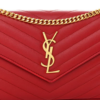 Saint Laurent Grain De Poudre Matelasse Chevron Monogram Chain Wallet New Red 7 of 9