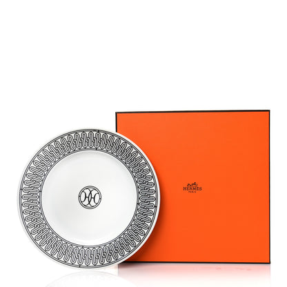 Hermes Porcelain H Deco Dessert Plates Set of 2 Black White 7 of 7