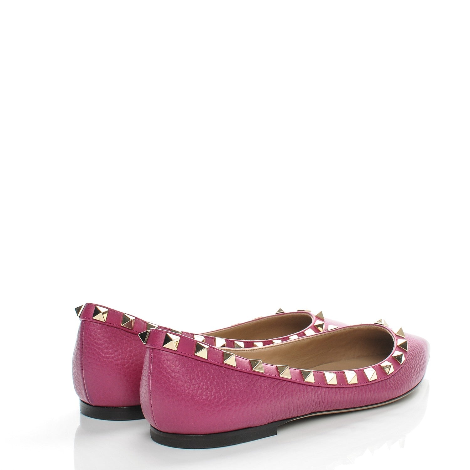 Valentino Garavani Pebbled Calfskin Rockstud Ballerina Flats 37 Deep Cyclamin 4 of 9