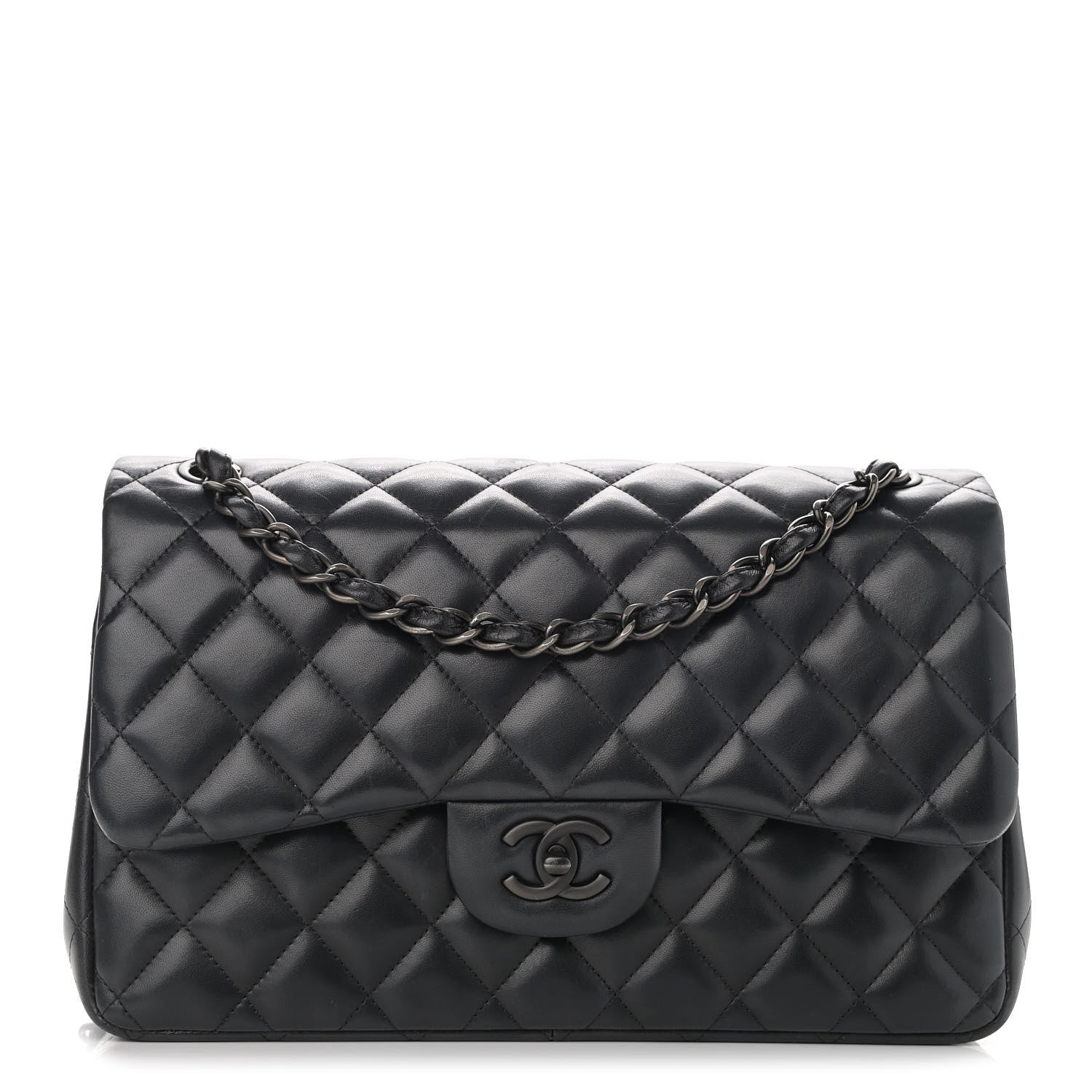 Chanel Lambskin Quilted Jumbo Double Flap So Black 1 of 12
