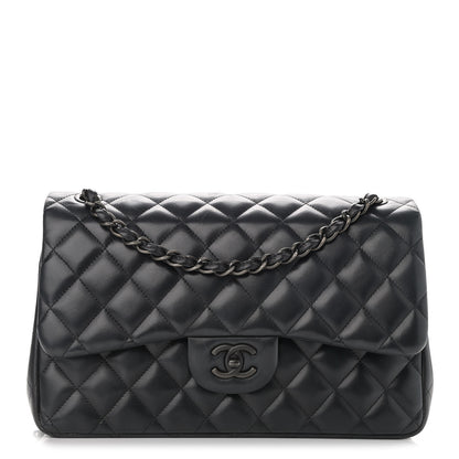 Chanel Lambskin Quilted Jumbo Double Flap So Black 1 of 12