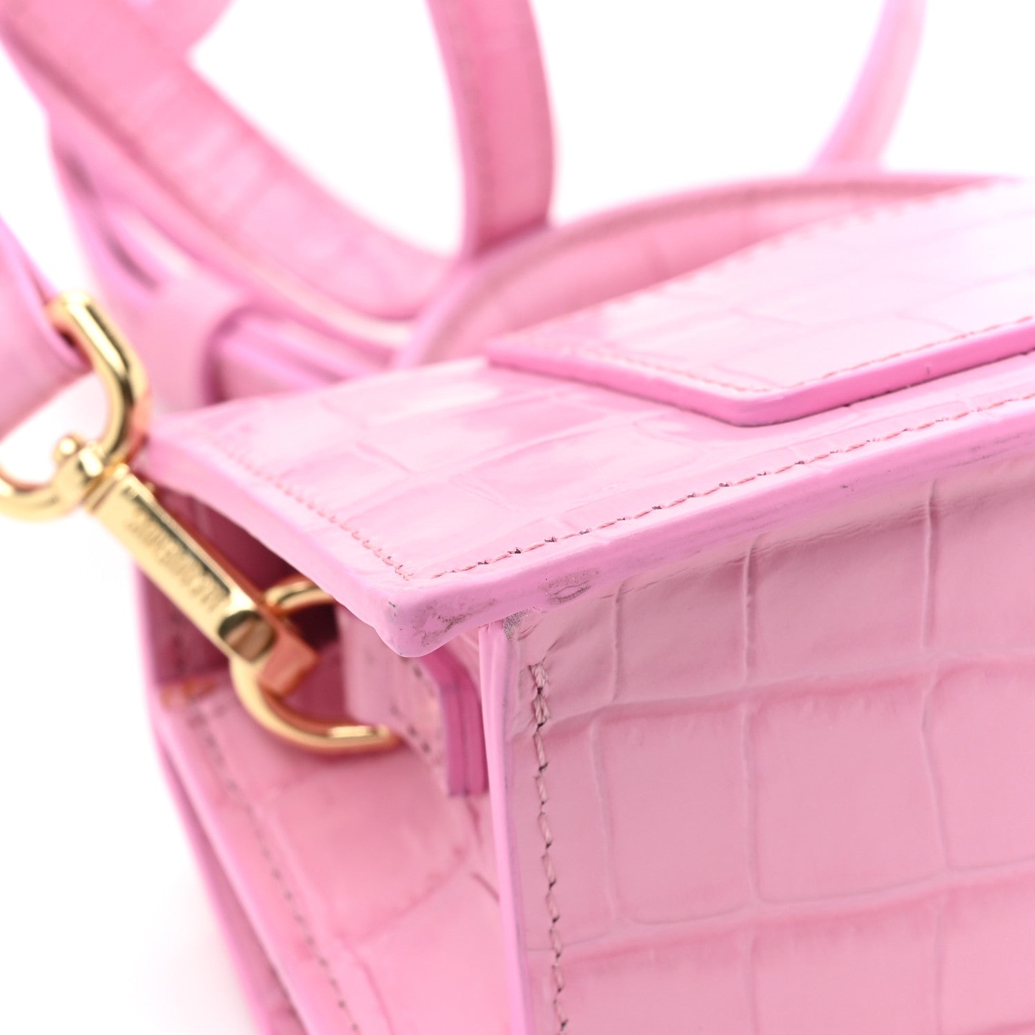 Jacquemus Calfskin Crocodile Embossed Le Bambino Pink 14 of 15