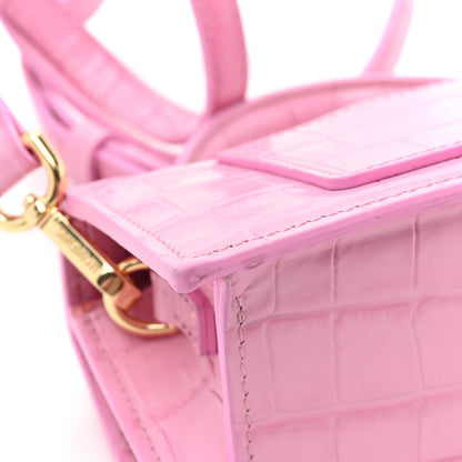 Jacquemus Calfskin Crocodile Embossed Le Bambino Pink 14 of 15