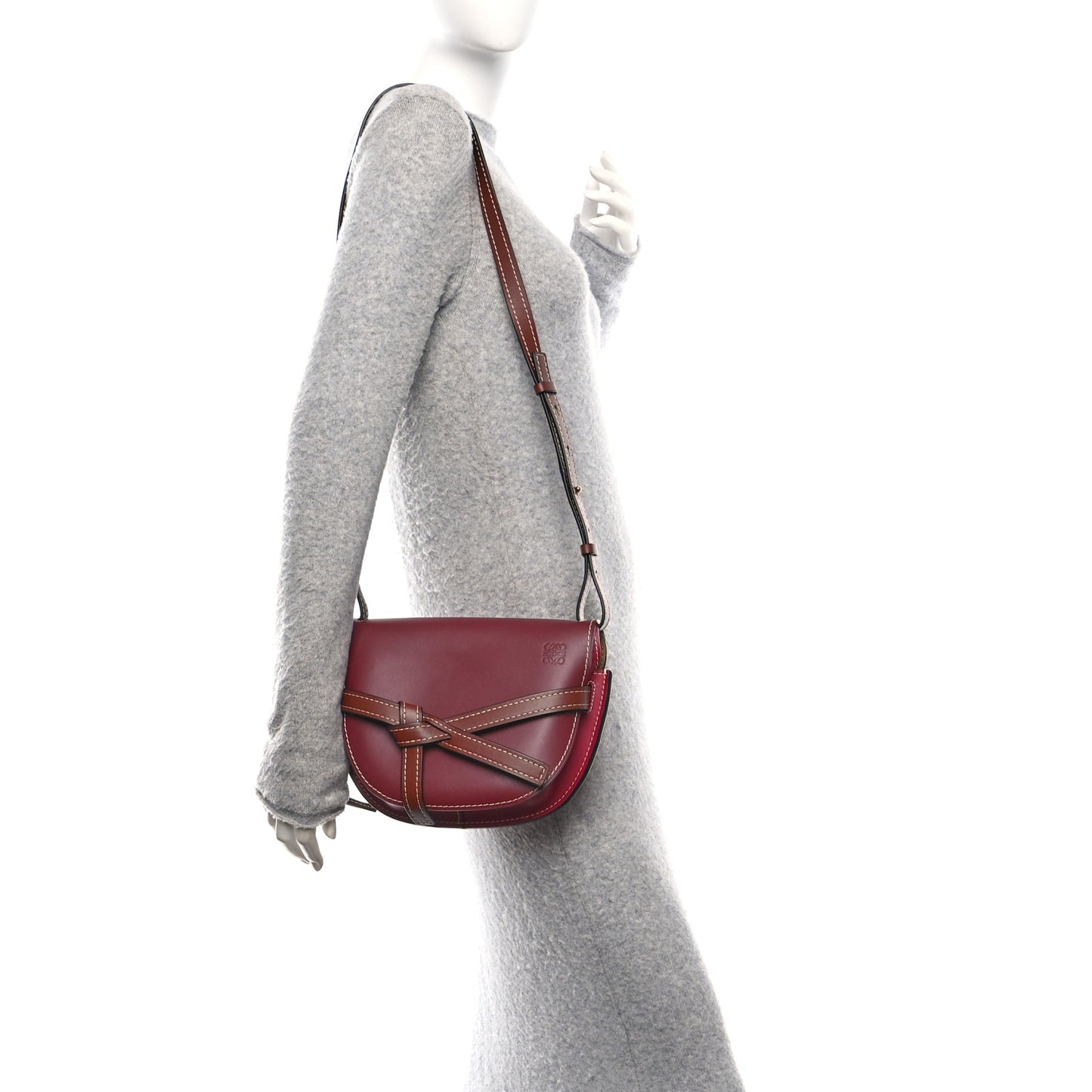Calfskin Small Gate Crossbody Bag Garnet Pomodoro