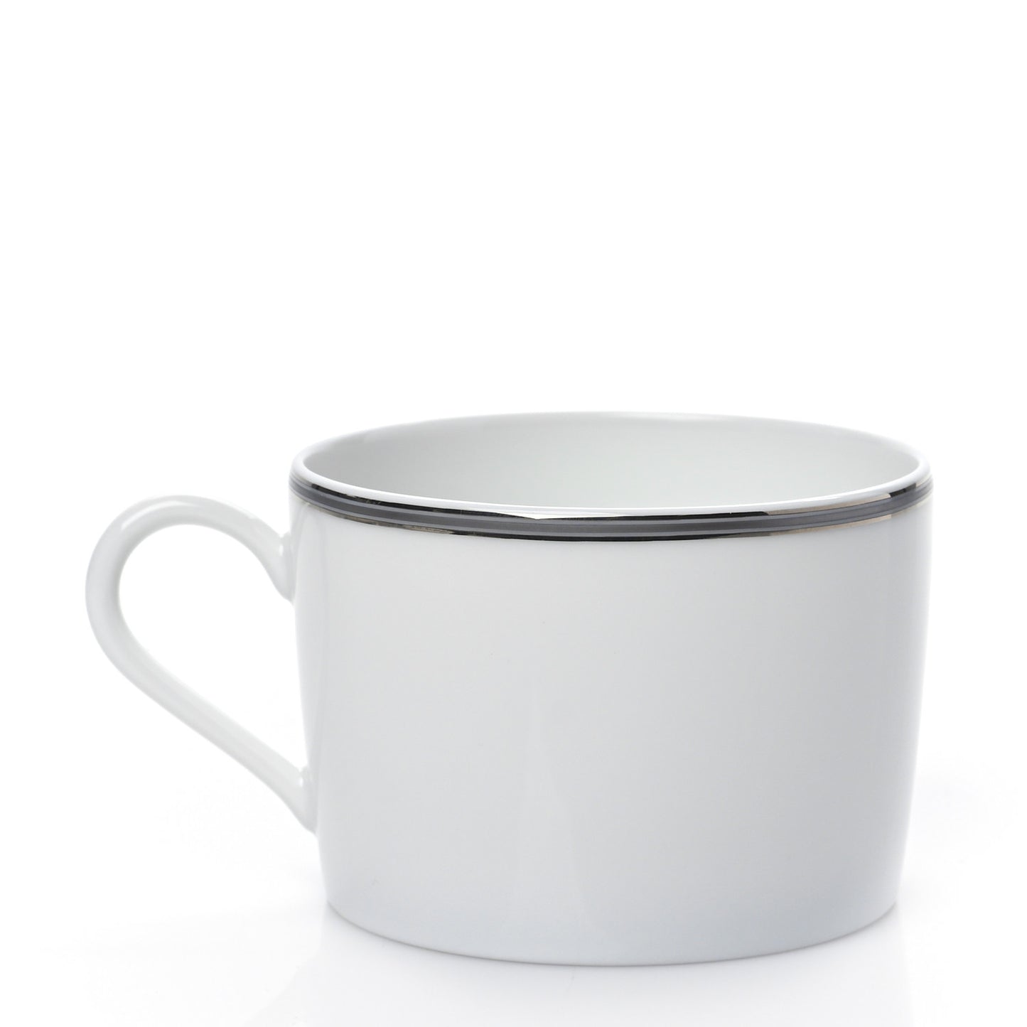 Porcelain Platinum Chaine d'Ancre Tea Cup and Saucer Set of 2
