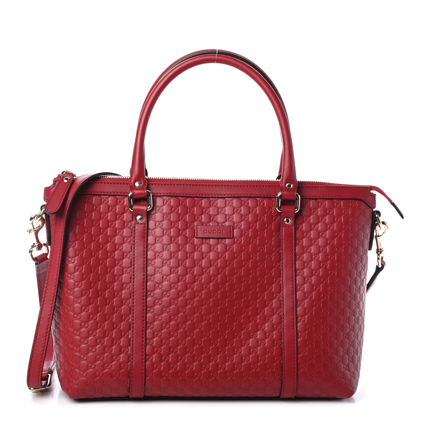 Soft Microguccissima Small Zippered Satchel Rosso