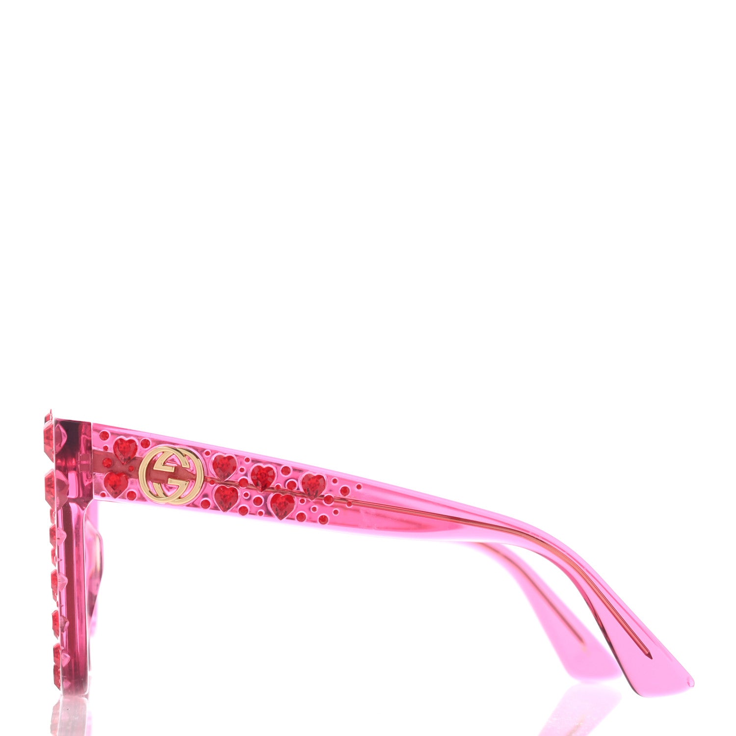 Gucci Acetate Crystal Heart GG0116S Sunglasses Fuchsia 3 of 9