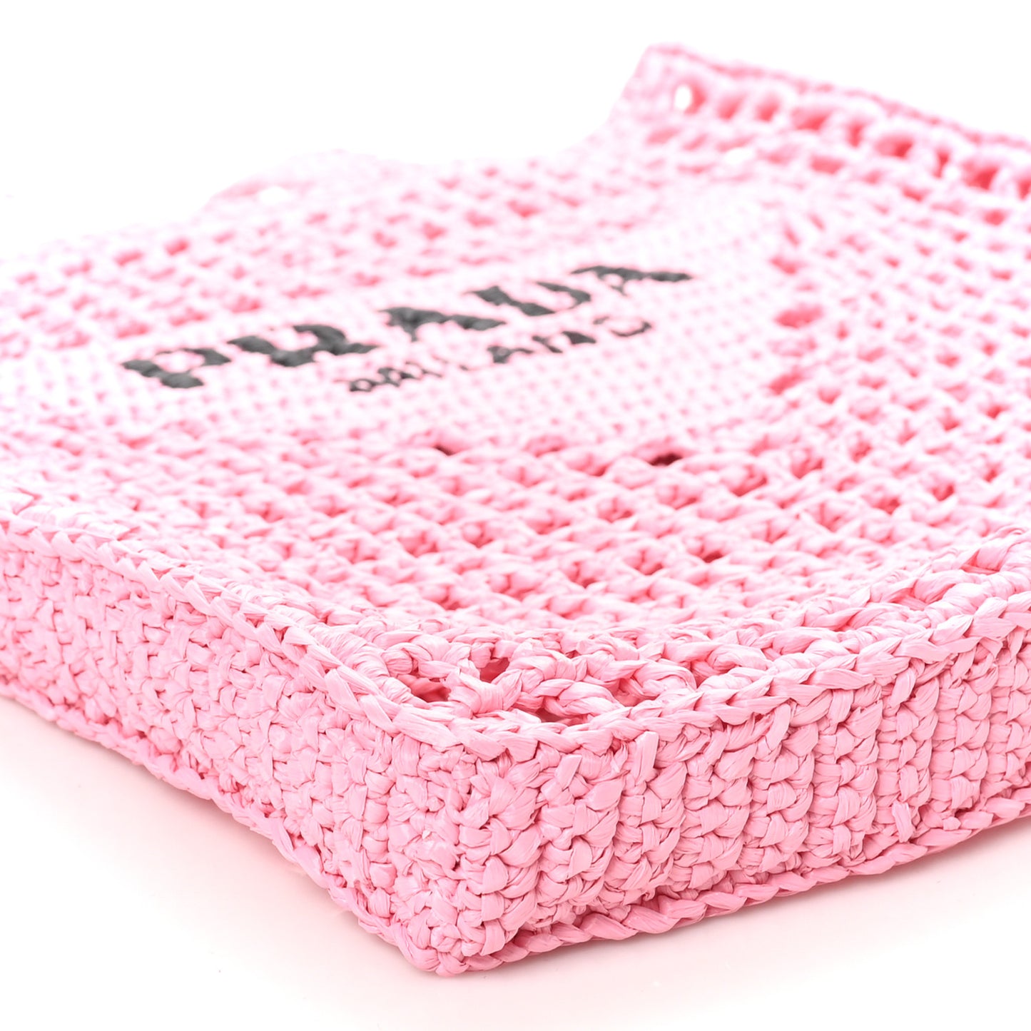 Yarn Raffia Effect Crochet Logo Embroidered Tote Bag Petalo