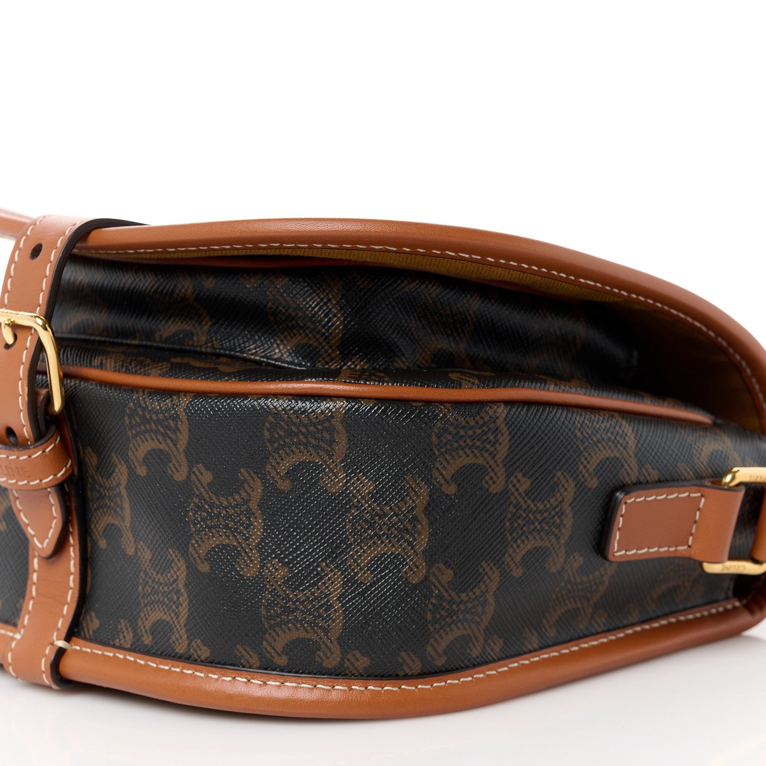 Celine Triomphe Canvas Medium Folco Bag Tan 10 of 10