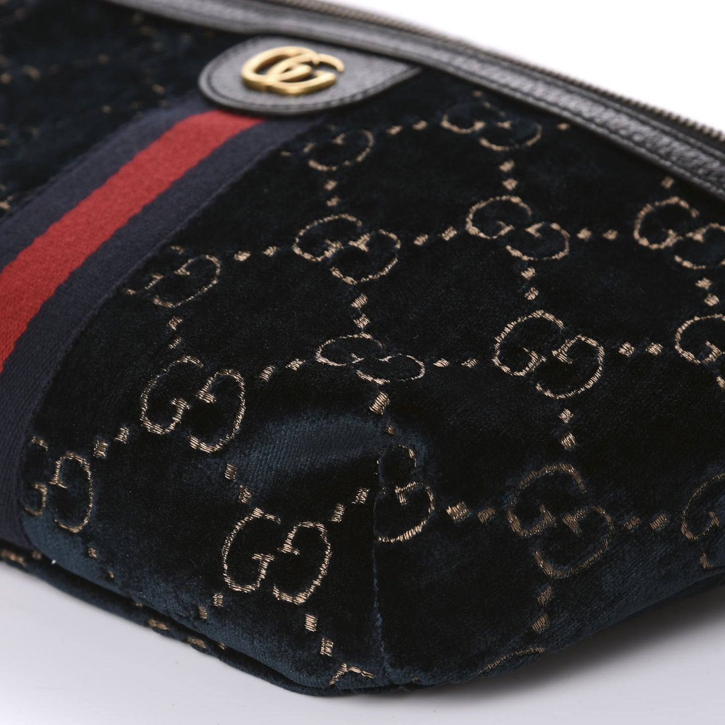 Velvet GG Monogram Web Belt Bag Blue Beige