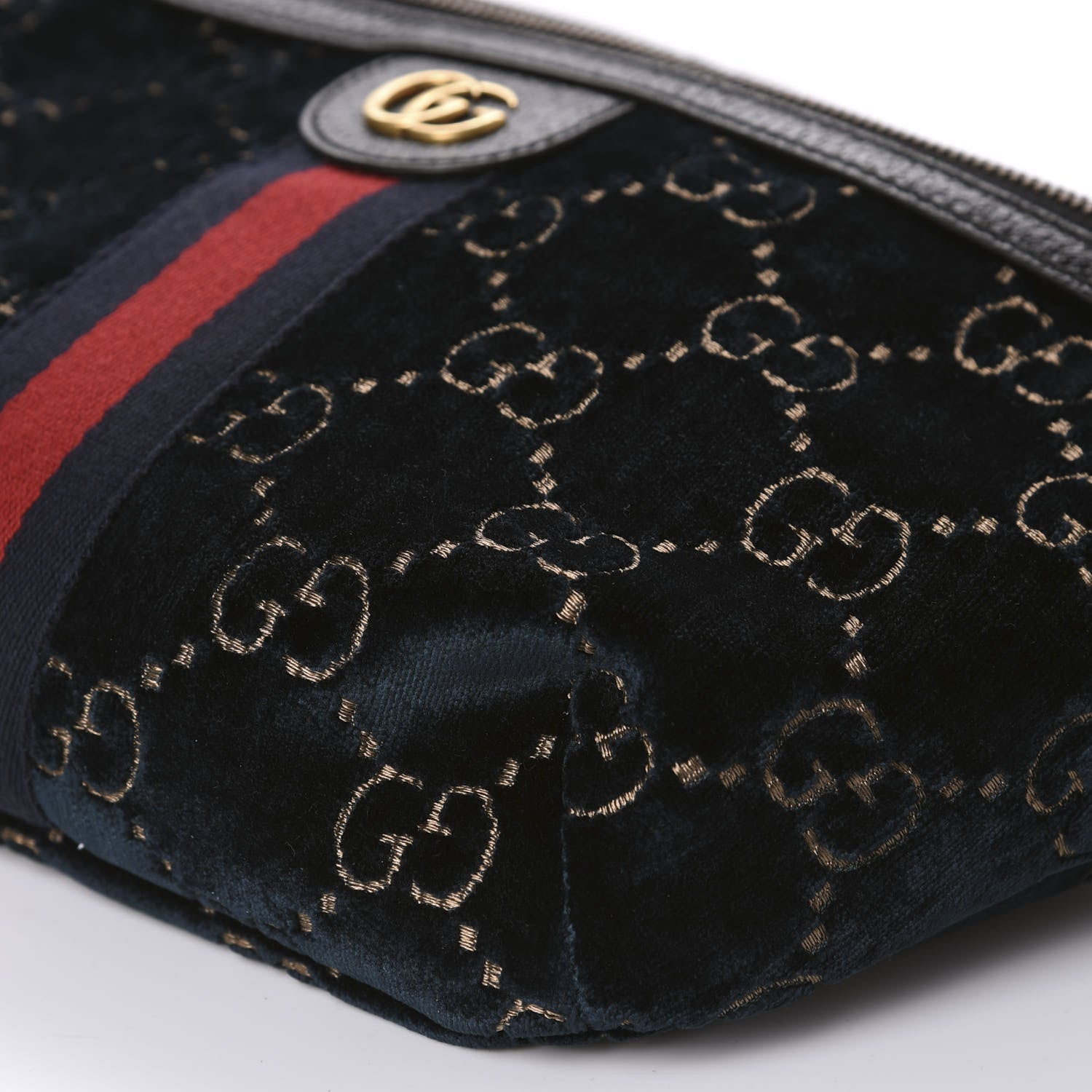 Gucci Velvet GG Monogram Web Belt Bag Blue Beige 7 of 10