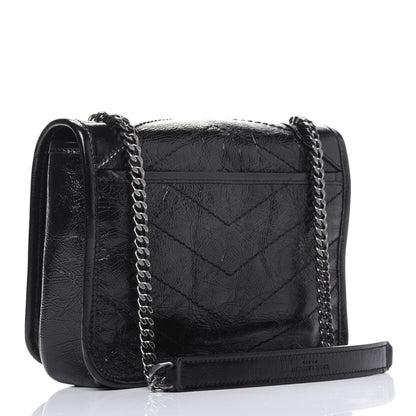 Saint Laurent Crinkled Calfskin Matelasse Monogram Niki Chain Wallet Black 3 of 10