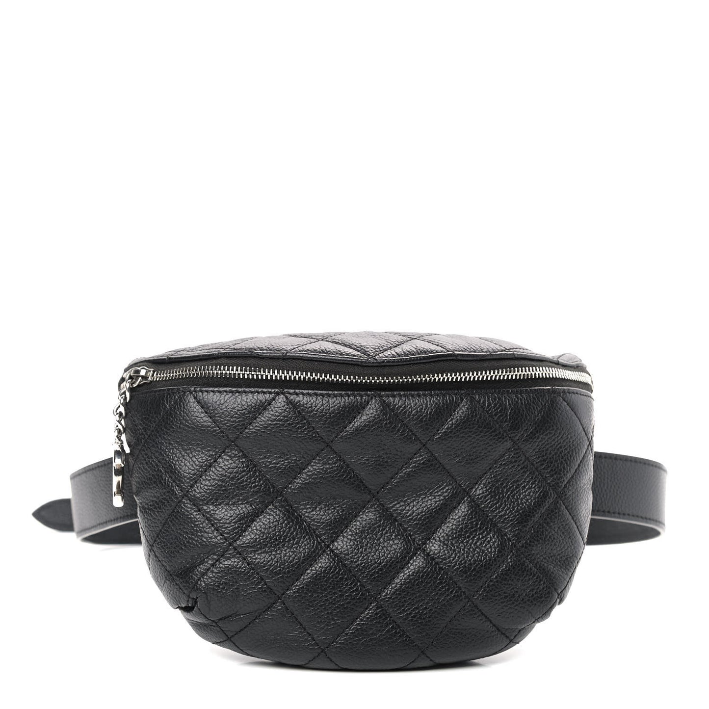Grained Calfskin Quilted Waist Belt Bag Black