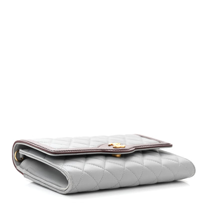 Chanel Lambskin Quilted Two Tone Clutch With Chain Grey Burgundy 4 of 12