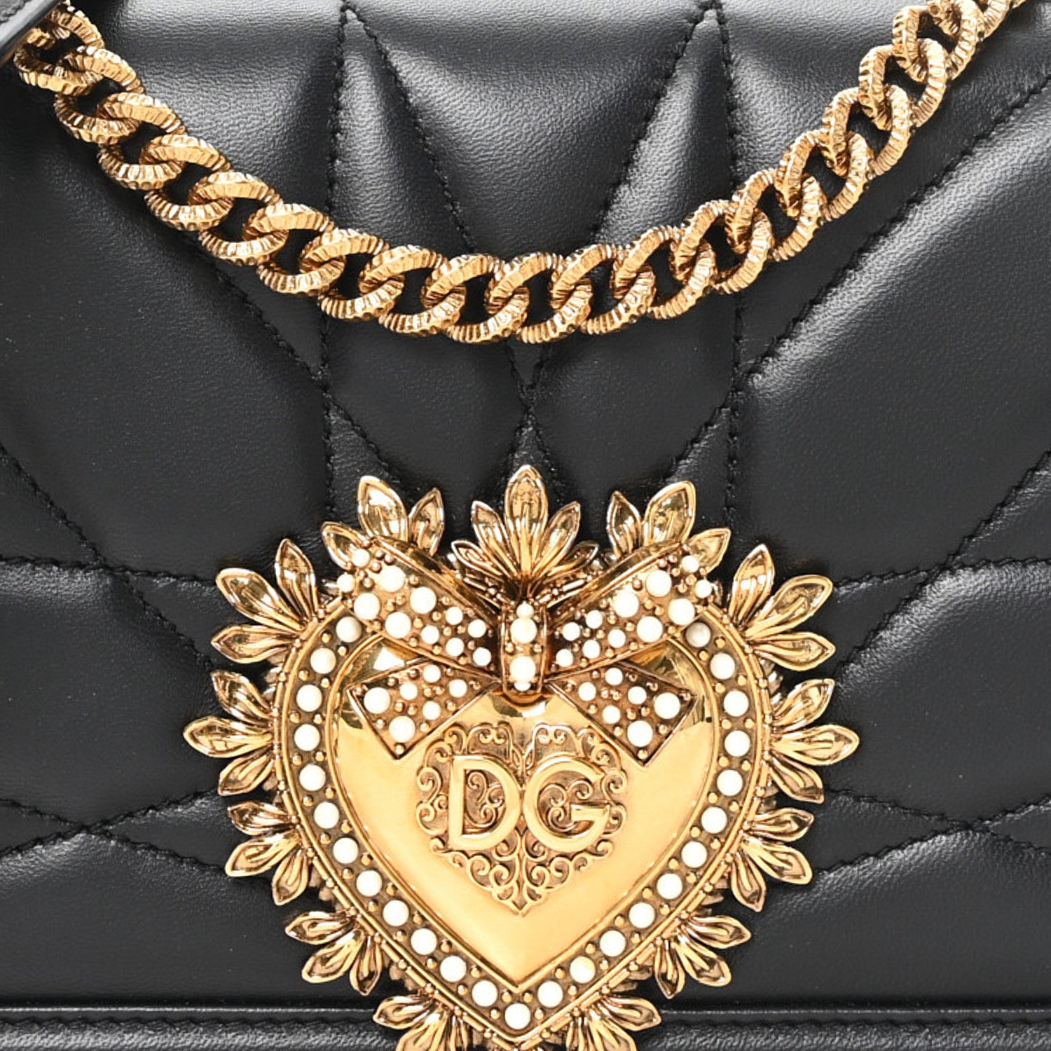 Dolce & Gabbana Calfskin Medium Devotion Crossbody Bag Black 7 of 10