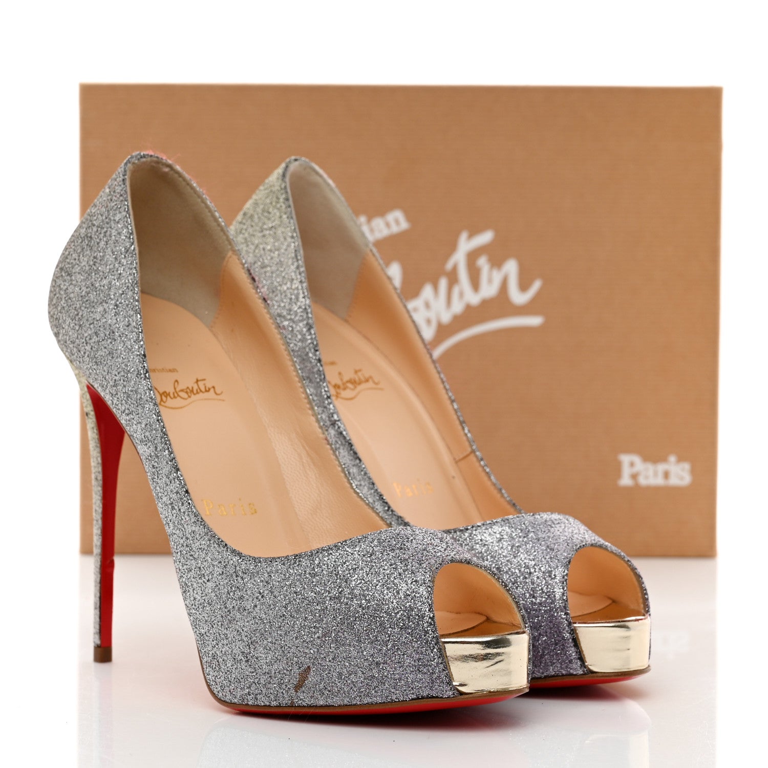 Christian Louboutin Glitter New Very Prive 120 Pumps 36 Drage Light Gold 9 of 9