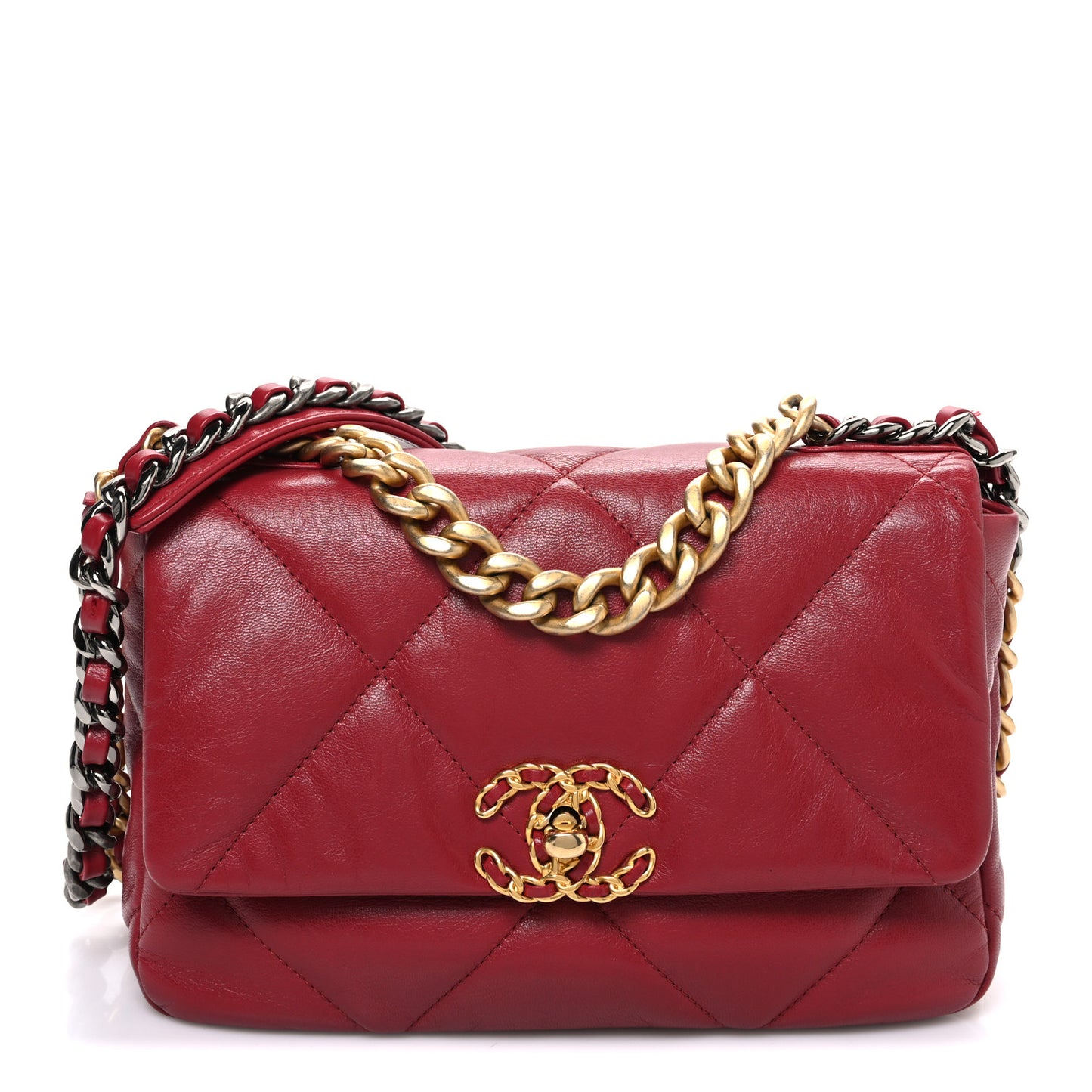 Goatskin Quilted Medium Chanel 19 Flap Red
