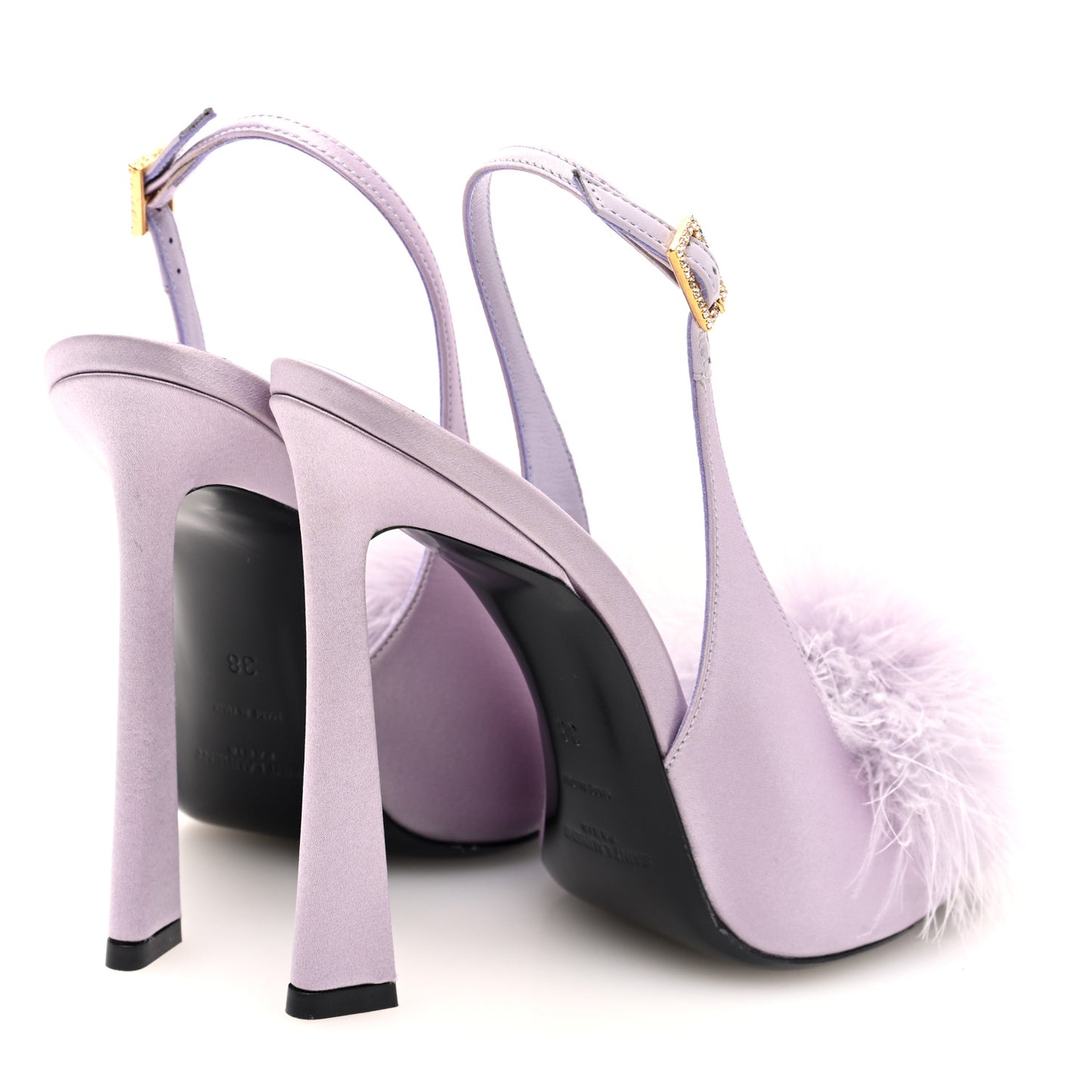 Crepe Satin Mae Feathered Sandals 38 Poly Grey