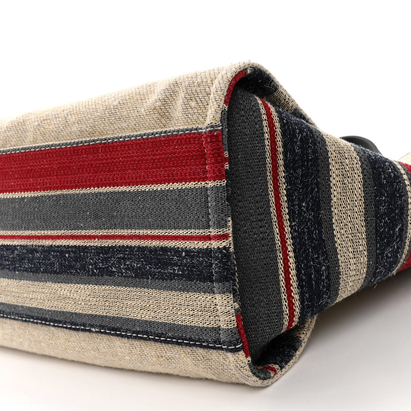 Striped Canvas Medium Deauville Tote Beige