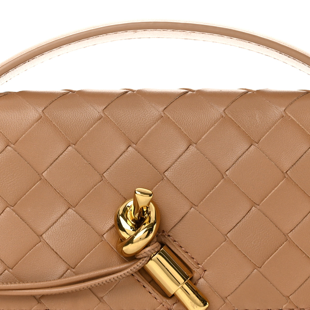 Nappa Intrecciato Long Andiamo Top Handle Clutch Pale Brown
