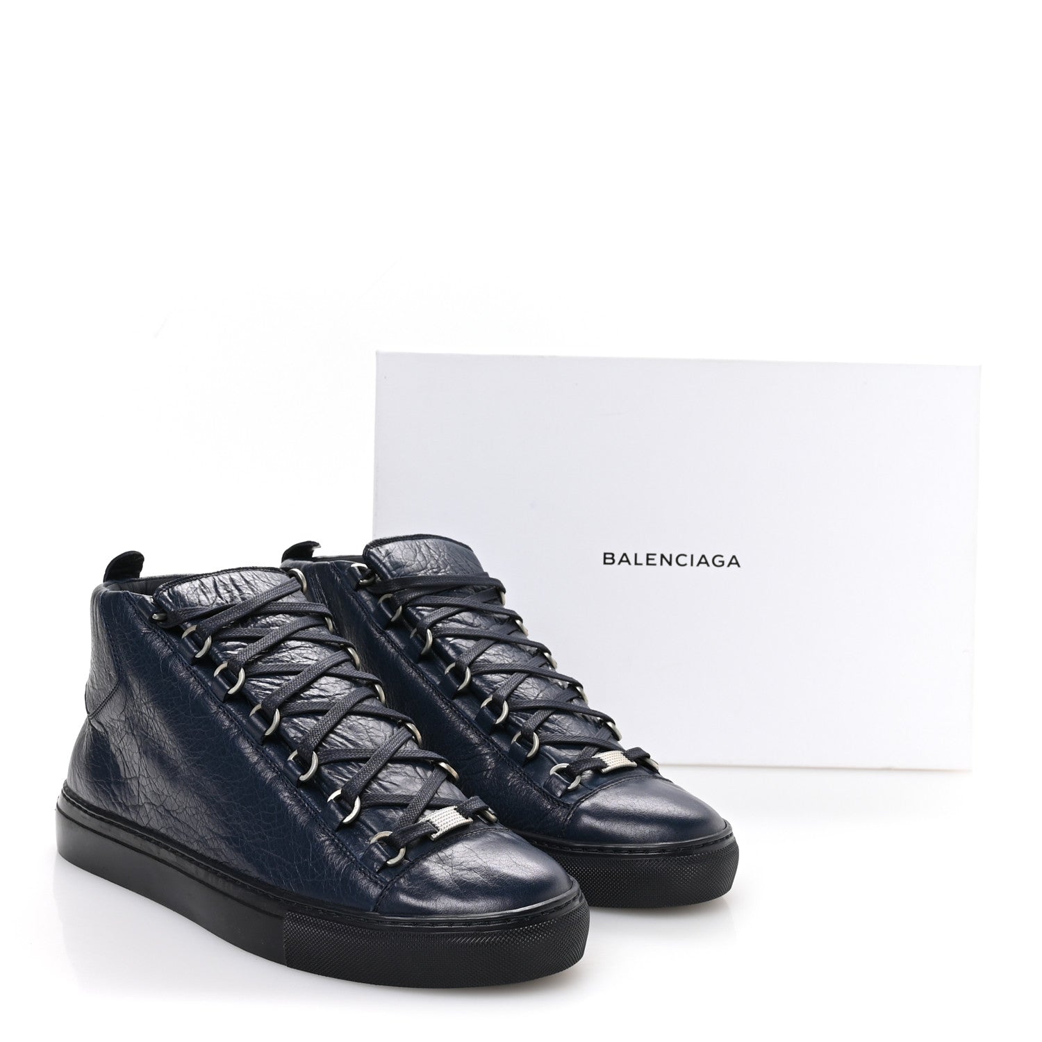 Balenciaga Agneau Arena Opaque Mens High Top Sneakers 43 Bleu Obscur 9 of 9