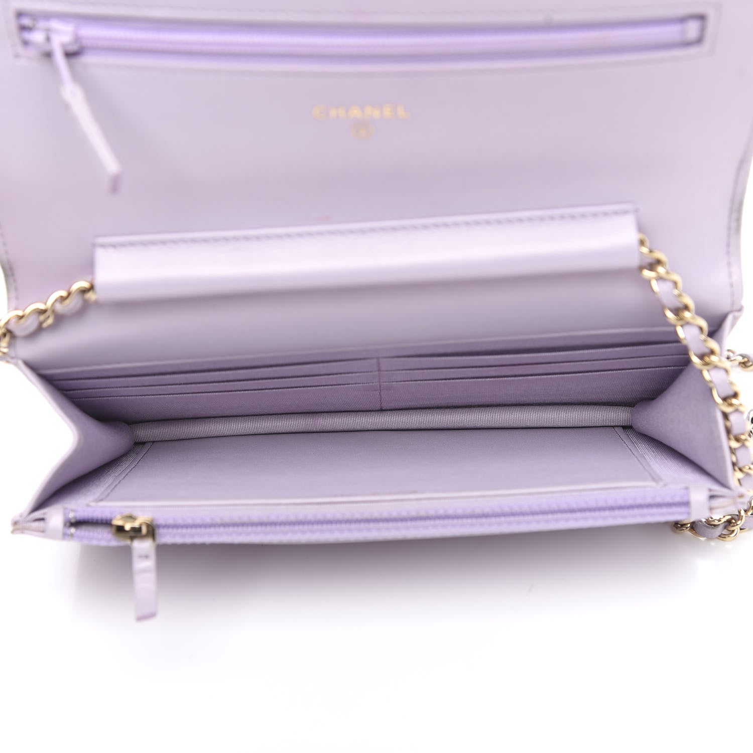 Chanel Patent Calfskin Quilted Boy Wallet On Chain WOC Purple 5 of 14