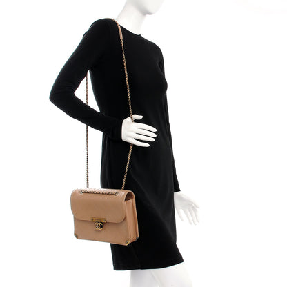 Chanel Shiny Lambskin Quilted Around The Corner Flap Beige 2 of 9