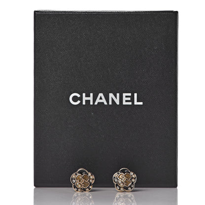 Chanel Enamel Flower CC Earrings Black Gold 5 of 5