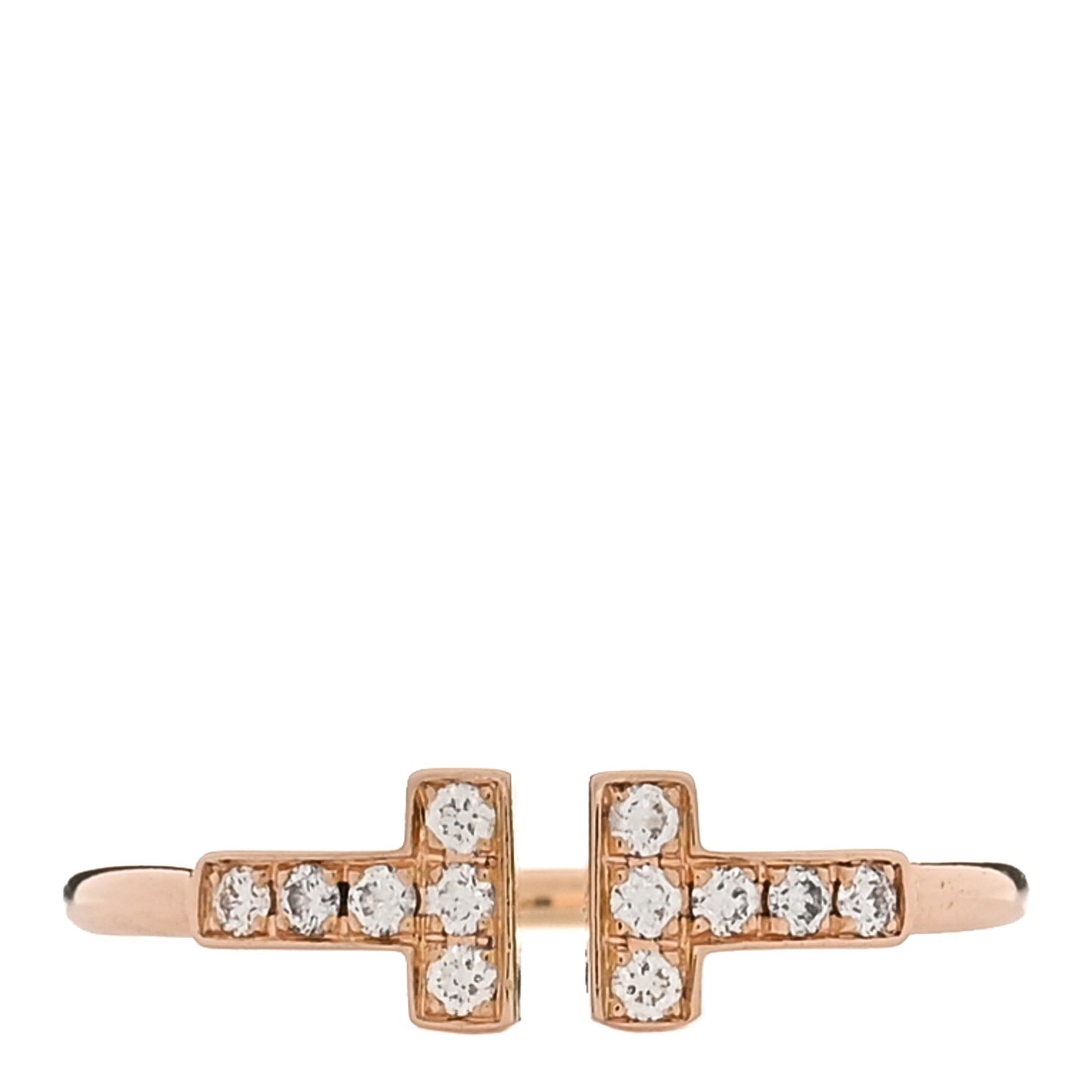 18K Rose Gold Diamond T Wire Ring 54 7