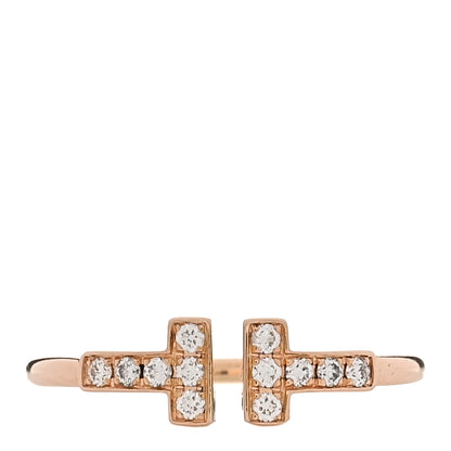 Tiffany 18K Rose Gold Diamond T Wire Ring 54 7 1 of 5