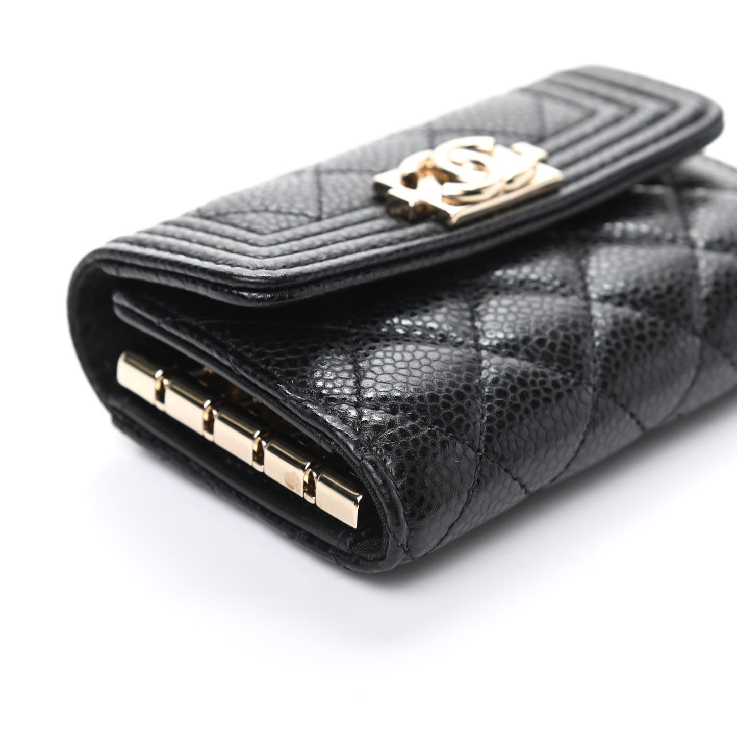 Caviar Quilted 4 Key Holder Boy Flap Black