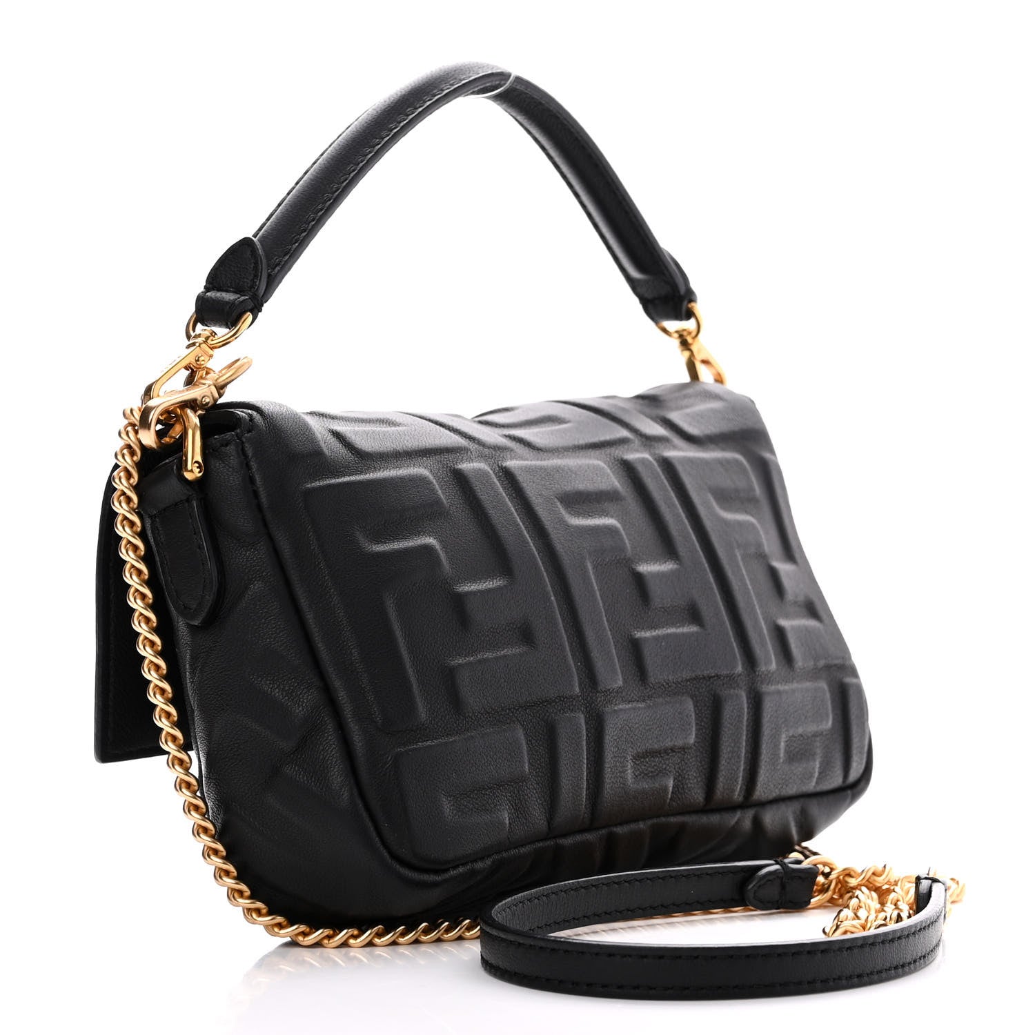 Fendi Nappa FF 1974 Embossed Mini Baguette Black 3 of 10