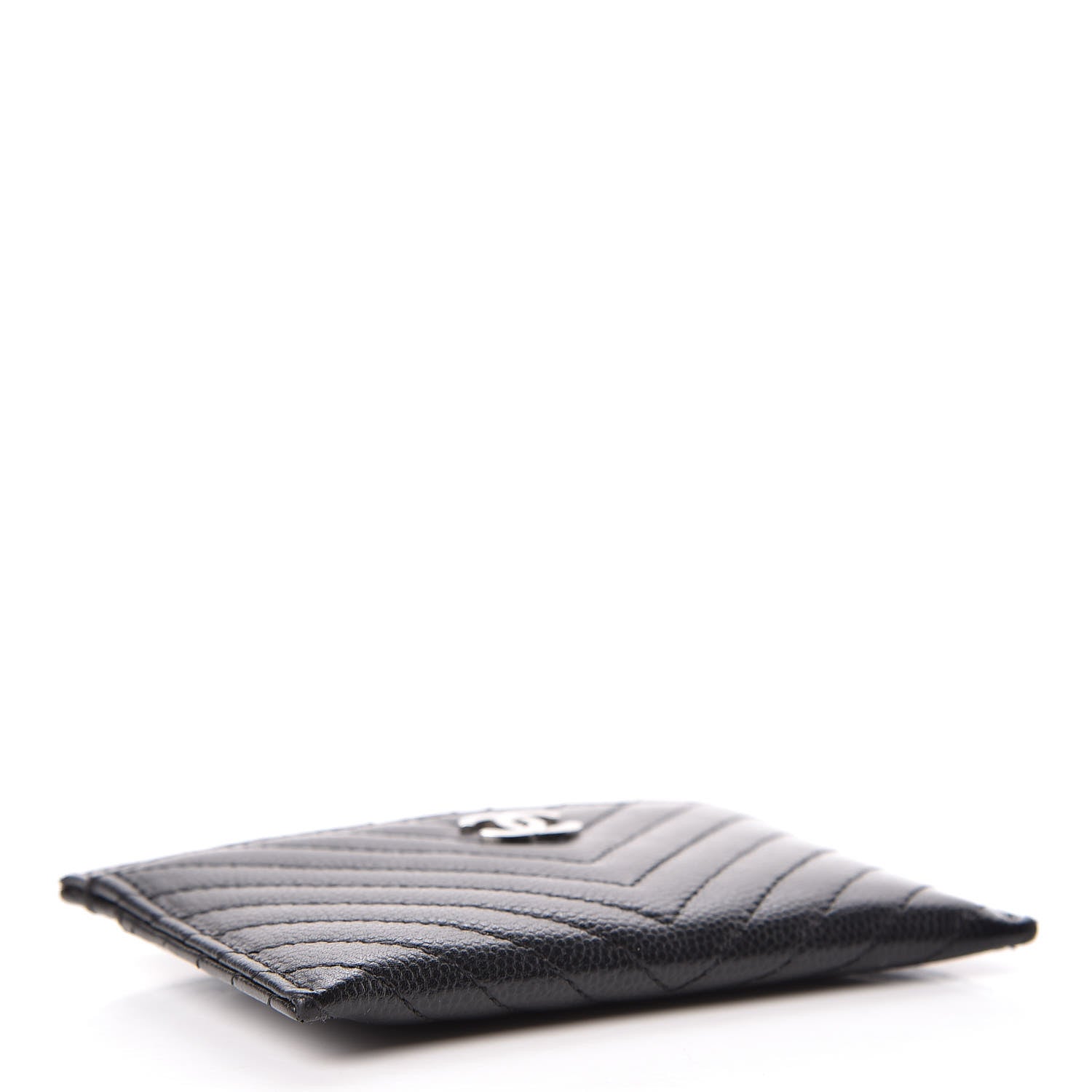 Chanel Caviar Chevron Quilted Card Holder Black 4 of 9