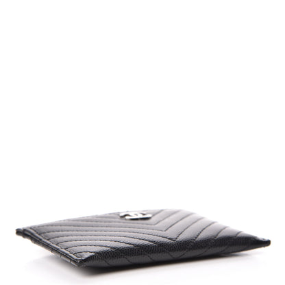 Chanel Caviar Chevron Quilted Card Holder Black 4 of 9