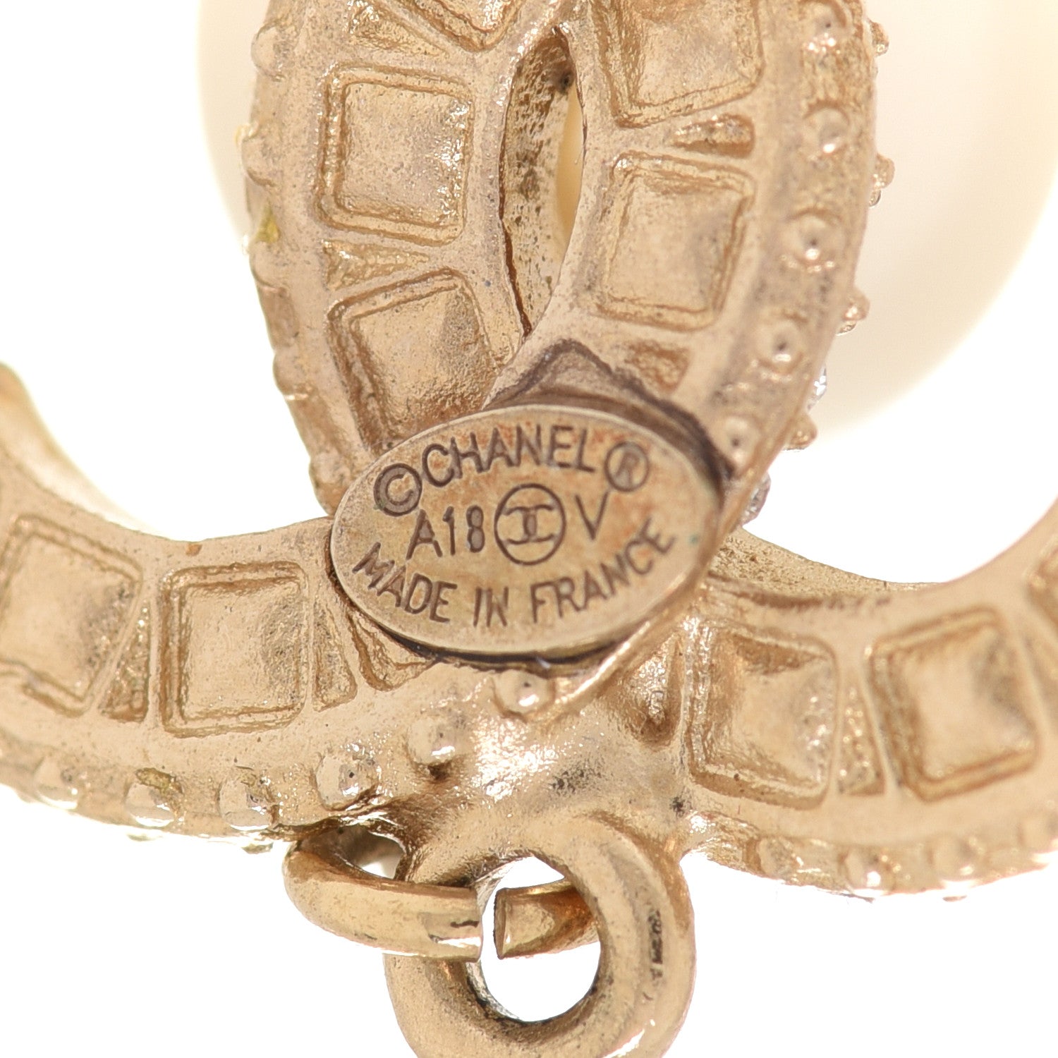 Chanel Crystal Pearl CC Drop Earrings Gold 4 of 4