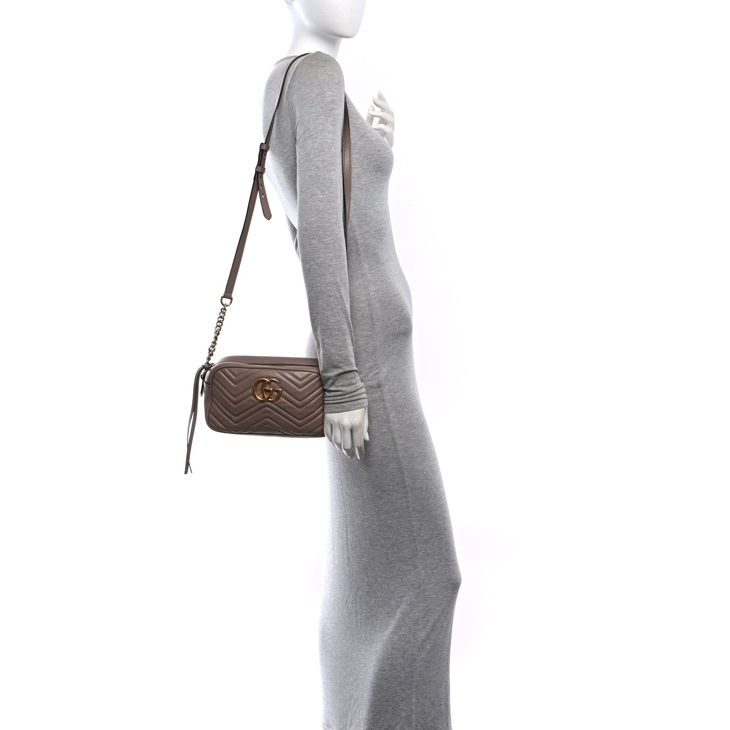 Gucci Calfskin Matelasse Small GG Marmont Chain Shoulder Bag Porcelain Rose 2 of 10