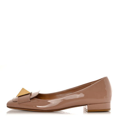 Valentino Garavani Patent One Stud Ballerina 20mm Flats 41 Rose Cannelle 1 of 9