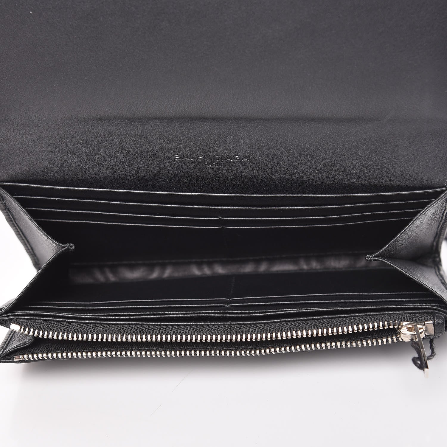 Balenciaga Shiny Calfskin Amp Plate Silver Hardware Money Wallet Black 5 of 7